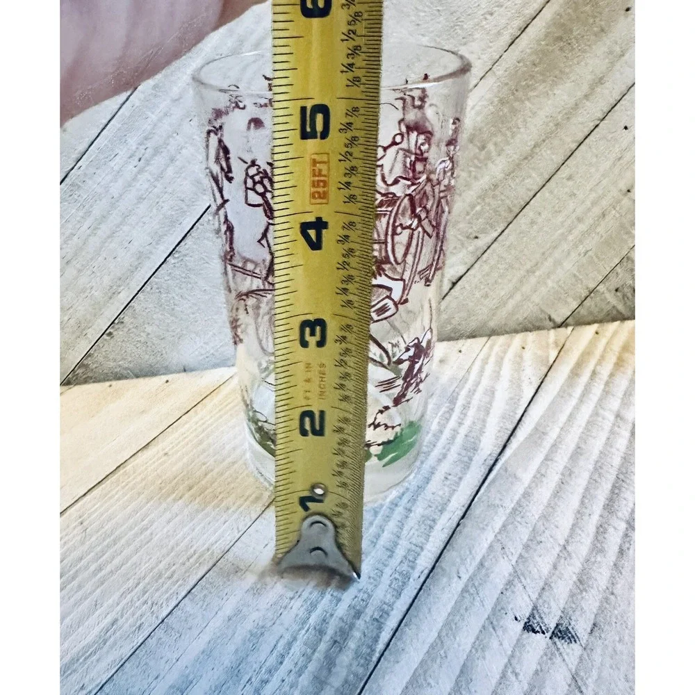 Vintage The Buggy Horse Drawn Carriage Glass Tumbler Maroon Parade Graphic 5.75